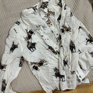 Wrangler retro cropped cowboy blouse